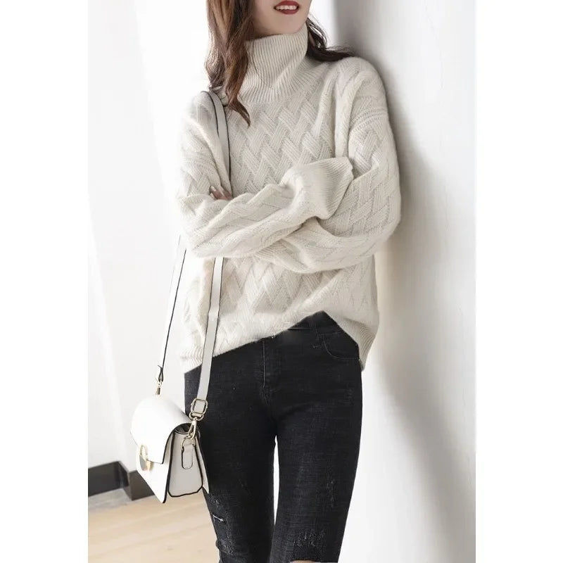 2024 New Women Loose Sweater Winter Casual Chic Cashmere Oversize Thick Sweater Pullovers Pullover Female Long Sleeve