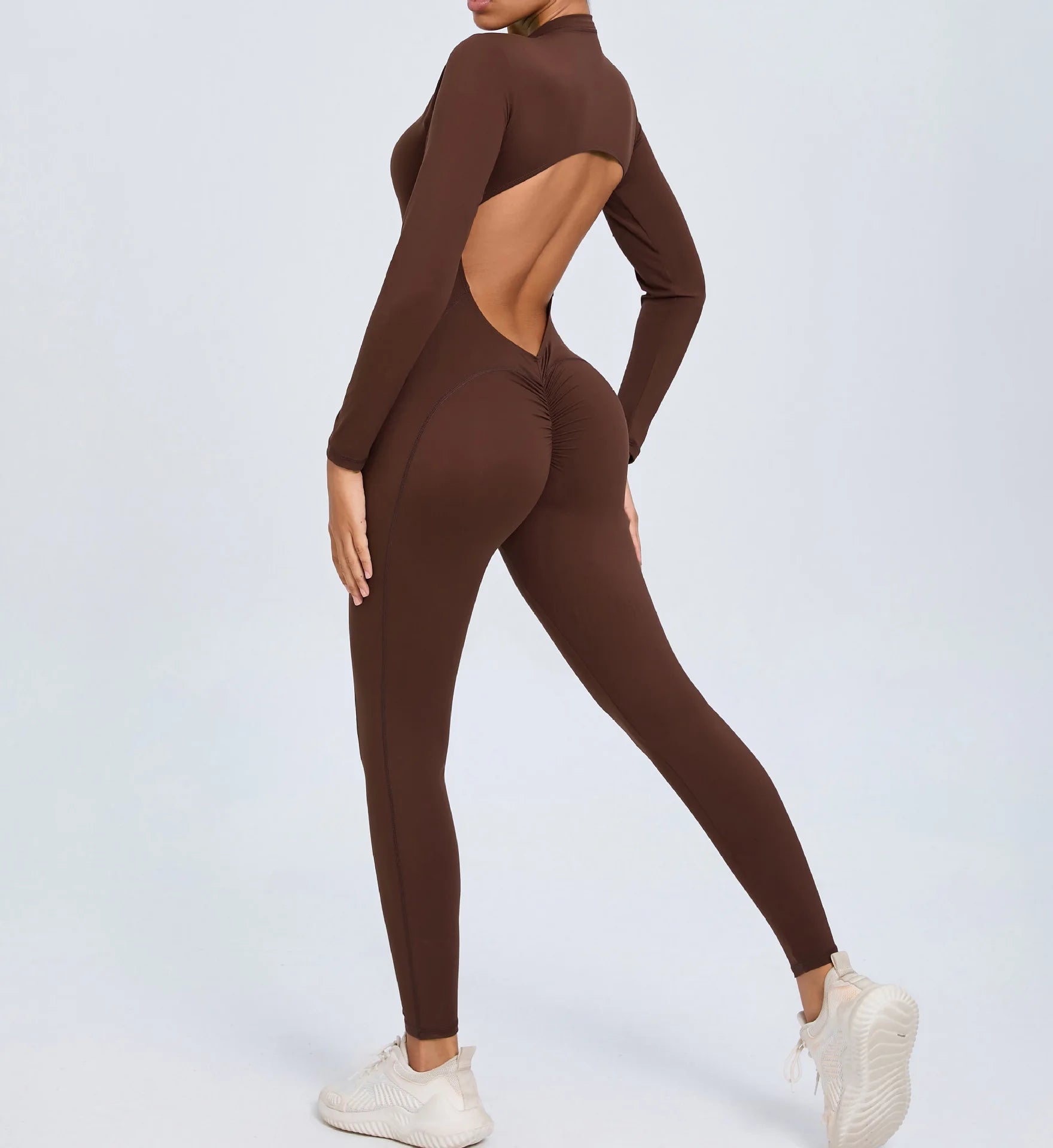 Fashion Hollow Backless Sport Jumpsuit Women's Tracksuit Long Sleeve Zipper Fitness Overalls One Piece Gym Set Workout Clothing