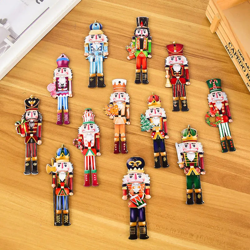 12Pcs Christmas Nutcracker Wooden Ornaments Nutcracker Soldier Wood Pendants Xmas Tree Hanging Decoration For Home 2025 New Year