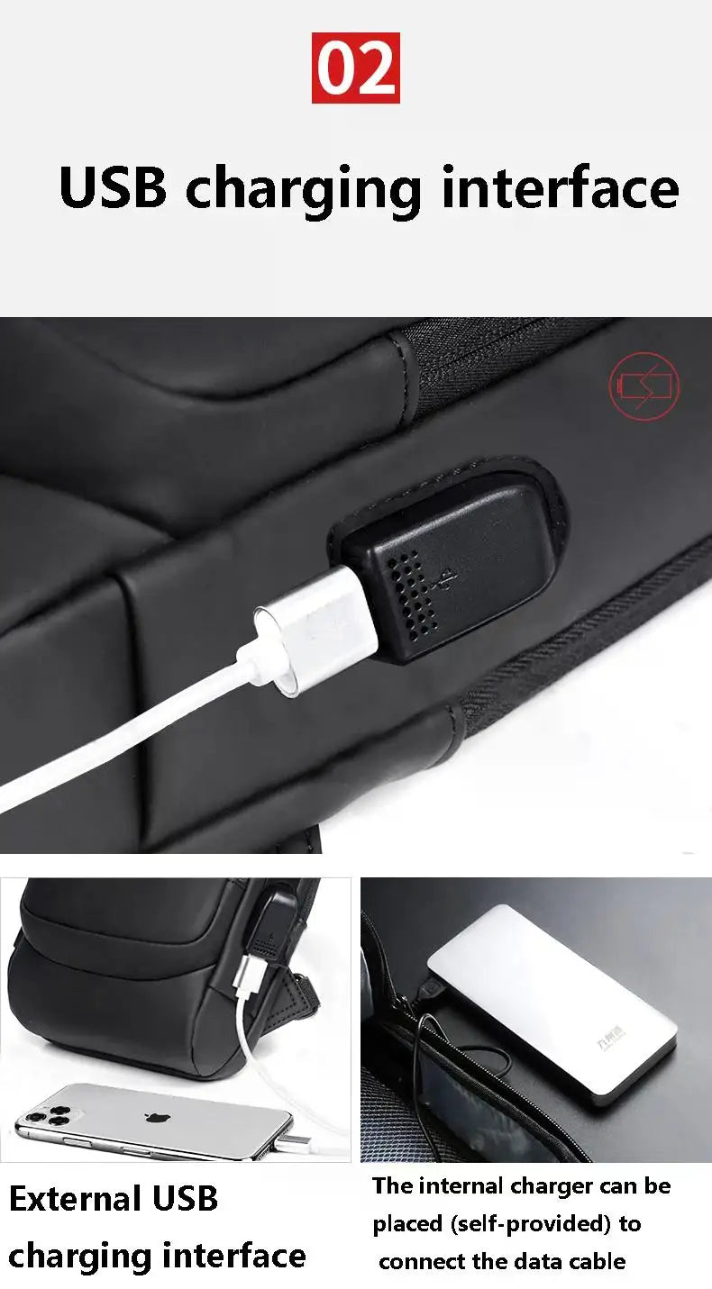 Men Anti Theft Chest Bag Shoulder Bags USB Charging Crossbody Package School Short Trip Messengers Bags Men's Oxford Sling Pack