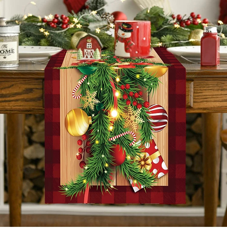 2024 Christmas Table Runners Merry Christmas Decoration for Home Tablecloth Table Cover Xmas Gifts Navidad Noel New Year 2025