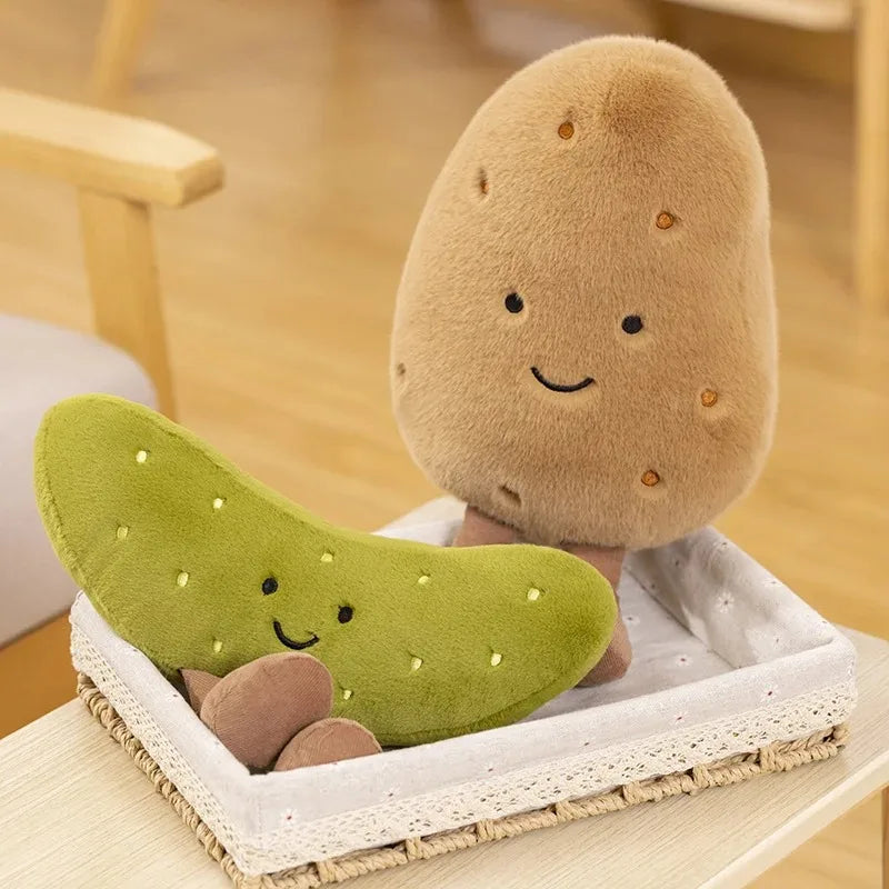 Simulation Cute Smile Potatoes Sour Cucumber Dolls Soft Stuffed Plants Funny Plush Toys for Girls Kids Birthday Gifts Home Decor