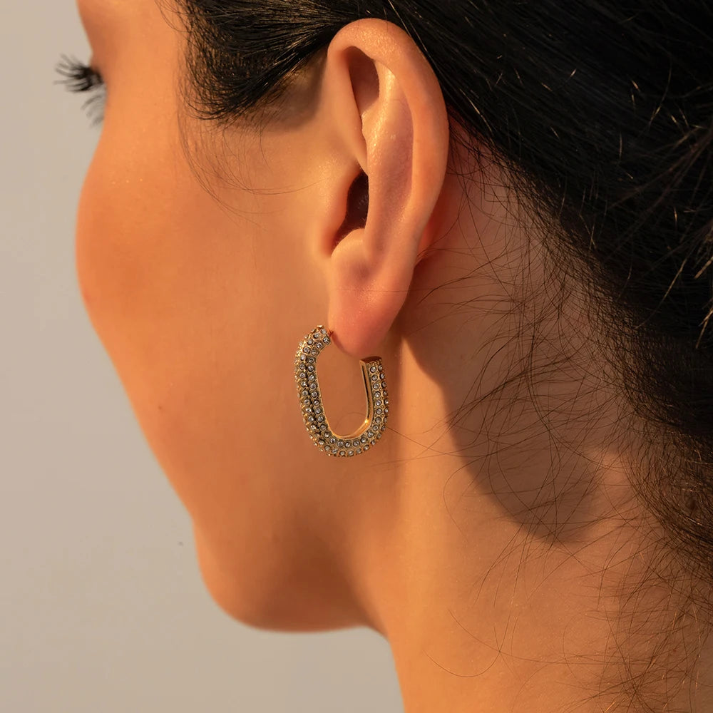 Punk Gold plated Chunky Irregular Hammered Hoop Earrings for Women Minimalist Geometric Twisted Polished Ear Ring Huggie Hoops