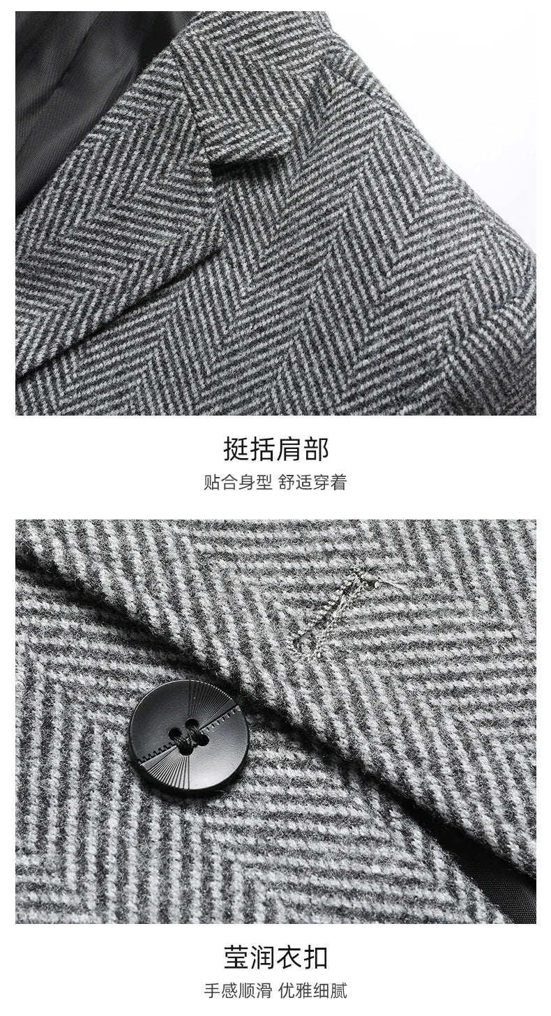 Spring and Autumn New Herringbone Wool Long-sleeved Suit Four Colors Exploded Three-grain Single-breasted Suit Men