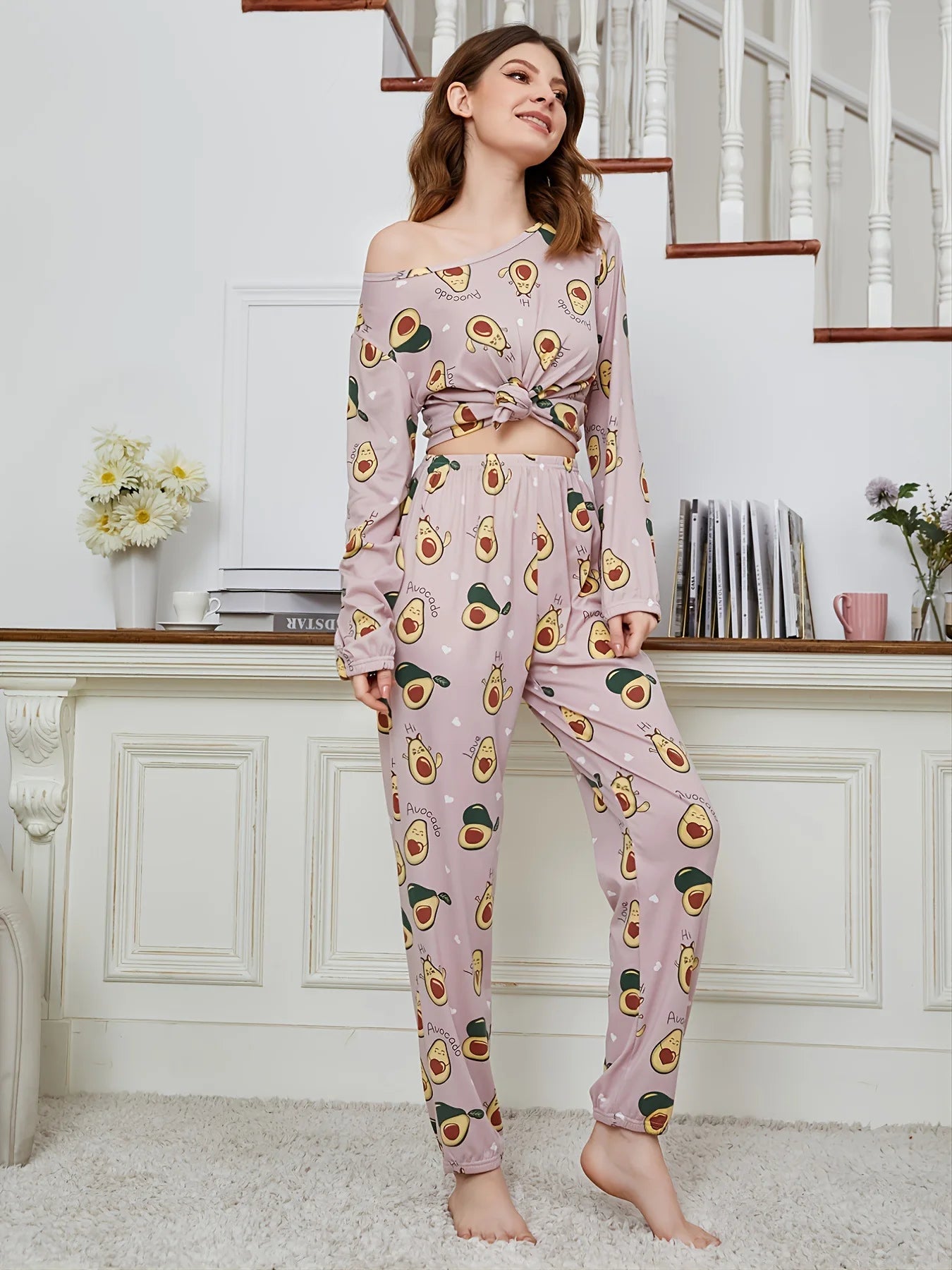 Autumn and Winter Models of Christmas Pajamas Homewear Set of Women's Milk Silk Printing Fabric Long-Sleeved Long Pants Suit