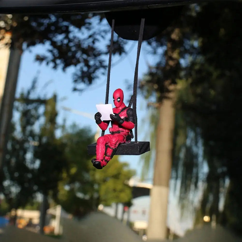 Deadpool Cartoon Car Rearview Mirror Pendant Read A Book SUCK IT Car Pendant Interior Accessories Anging Ornament Auto Styling