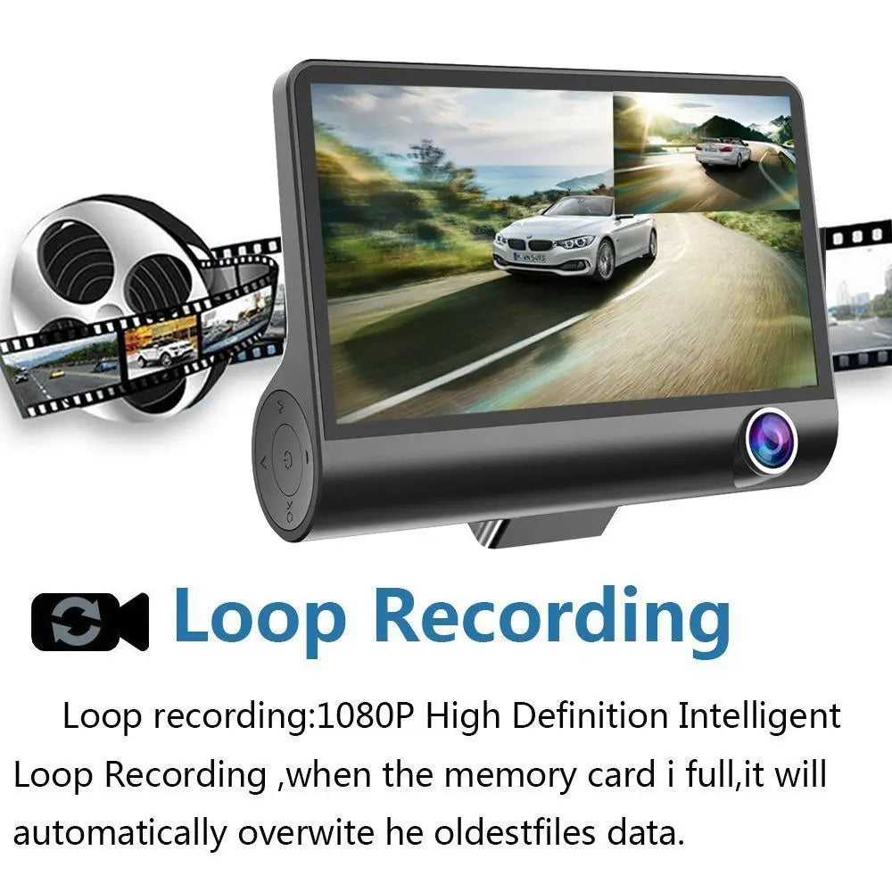 Car DVR 3 Cameras  4.0 Inches Dash Cam Car Video Recorder Auto Registrator Dvrs Dash Cam with 3 Ways Cameras