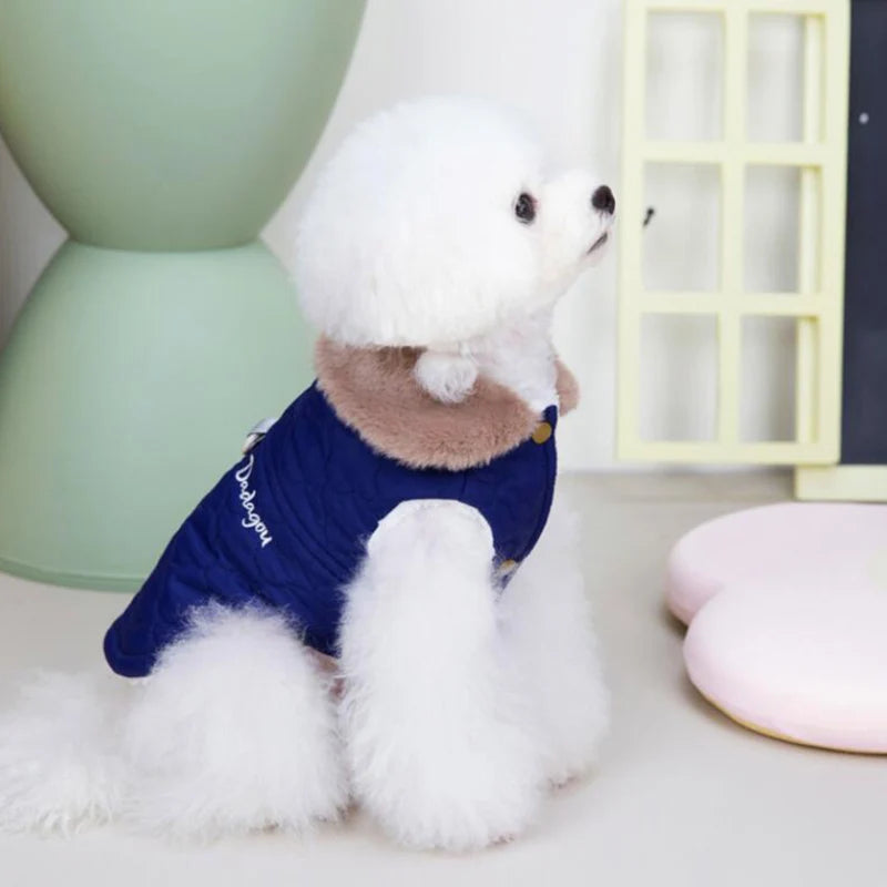 CDDMPET Waterproof Fur Collar Dog Jacket Winter Warm Fleece Dog Clothes for Small Dogs Puppy Pet Vest Chihuahua Yorkie Pug Coat