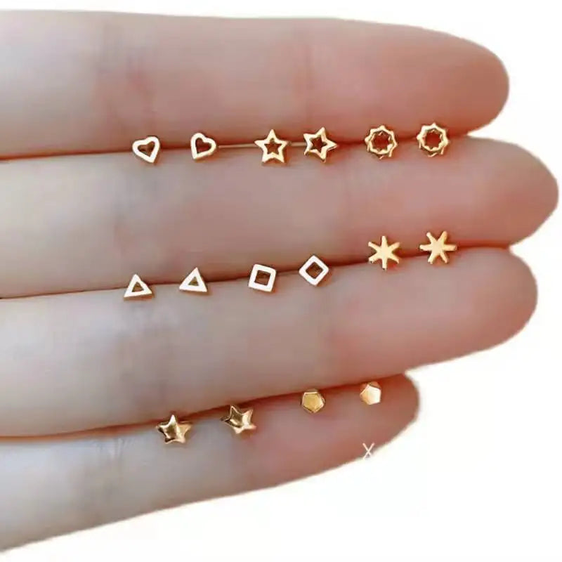 925 Silver Needle Ear Piercing Tiny Stud Earrings Gold Color for Women Prevent Allergy Cute Star Moon Earrings Trendy Jewelry