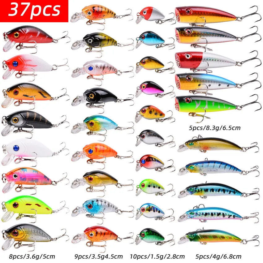 Mixed Fishing Lure Kits Crankbait Minnow Popper Lure Bass Baits wobbler Set Lifelike Fake Fishing bait Tackle