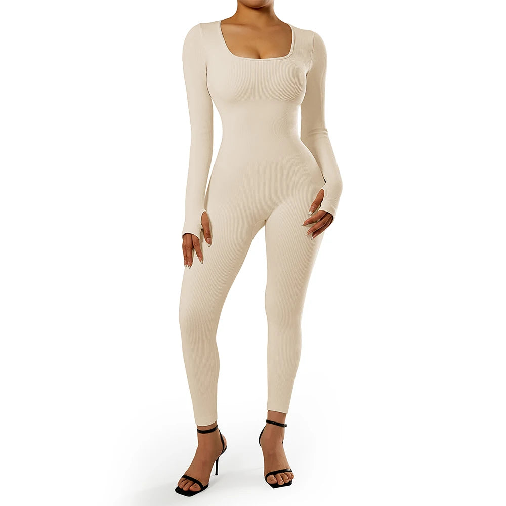 Bodycon Slim Jumpsuit For Women‘s Clothing Zipper Casual Brown Fitness Rompers Autumn 2024 Playsuit Activity Streetwear Overall