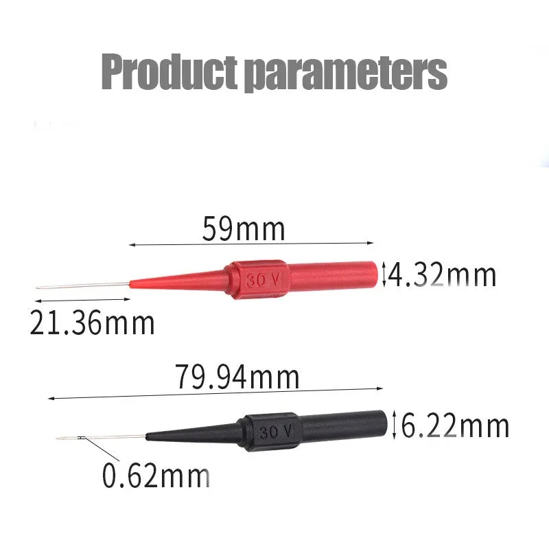 30V Car Tip Probes Diagnostic Tools Auto Multimeter Test Leads Extention Back Piercing Needle Tip Probes Mechanical Tools