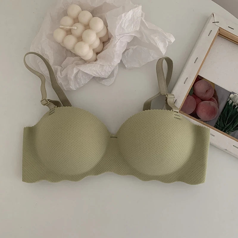 1Pc Seamless Underwear Sexy Gathered Bras Solid Color Lingerie Soft Comfortable Underwear Women's Intimates