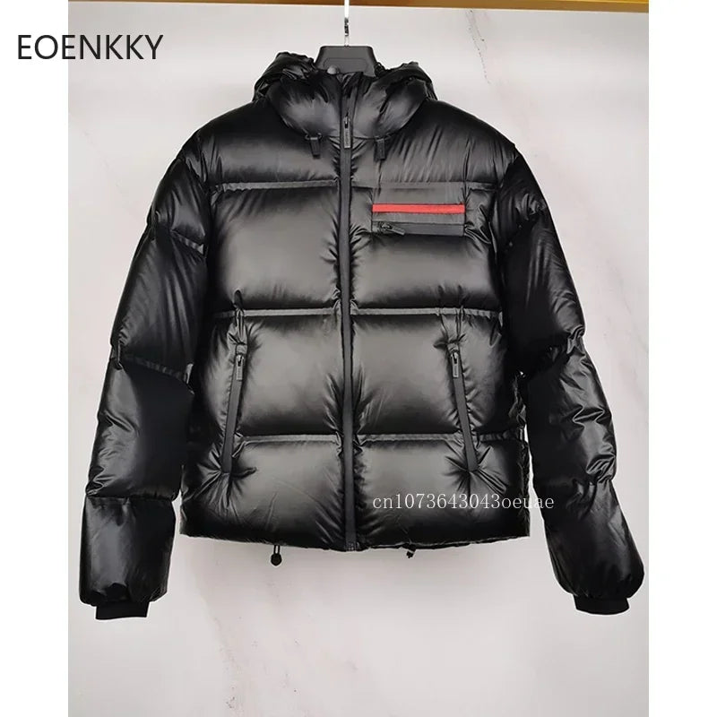 EOENKKY Couples Fashion Hooded Down Jacket Men's Short Bread Jacket Women's Casual Top Coat 1: 1 High Quality Winter Down Jacket