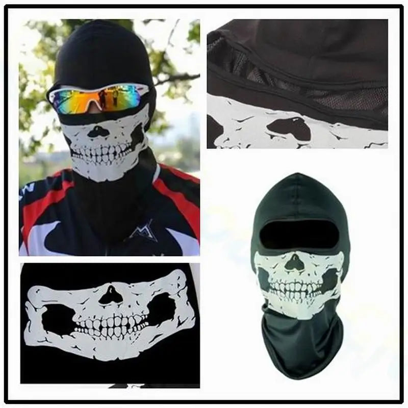 Bicycle Balaclava Full Face Mask Skull Print Motorcycle Full Face Mask Windproof Skiing Head Neck Warmer Bicycle Helmet Liner