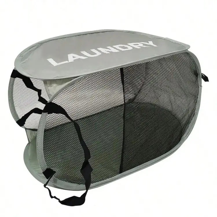 Portable Mesh Pop Up Laundry Hamper Wide Opening Breathable Collapsible Space-Saving Laundry Basket Dorm Travel Bathroom Items