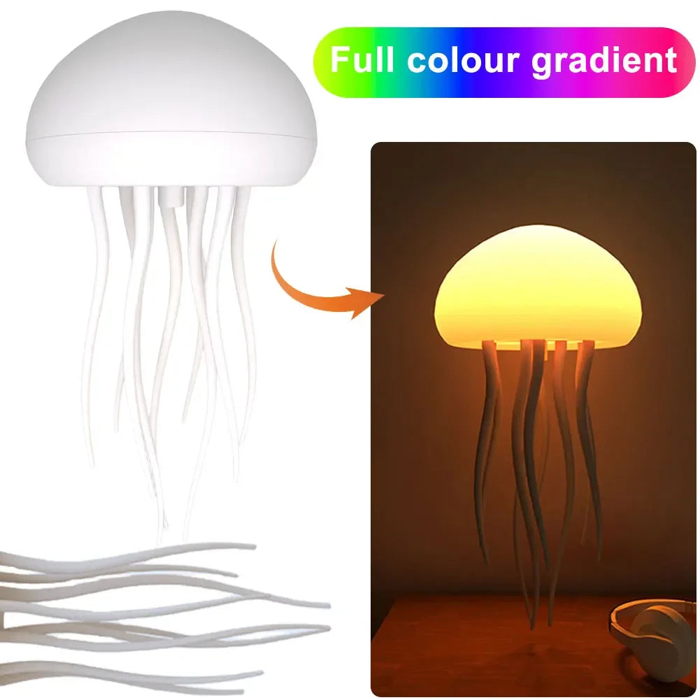 Cartoon Dancing Jellyfish Night Light RGB Gradient Cute Jellyfish Bedside Lamp Voice Control Type-C Charging LED Night Lamp