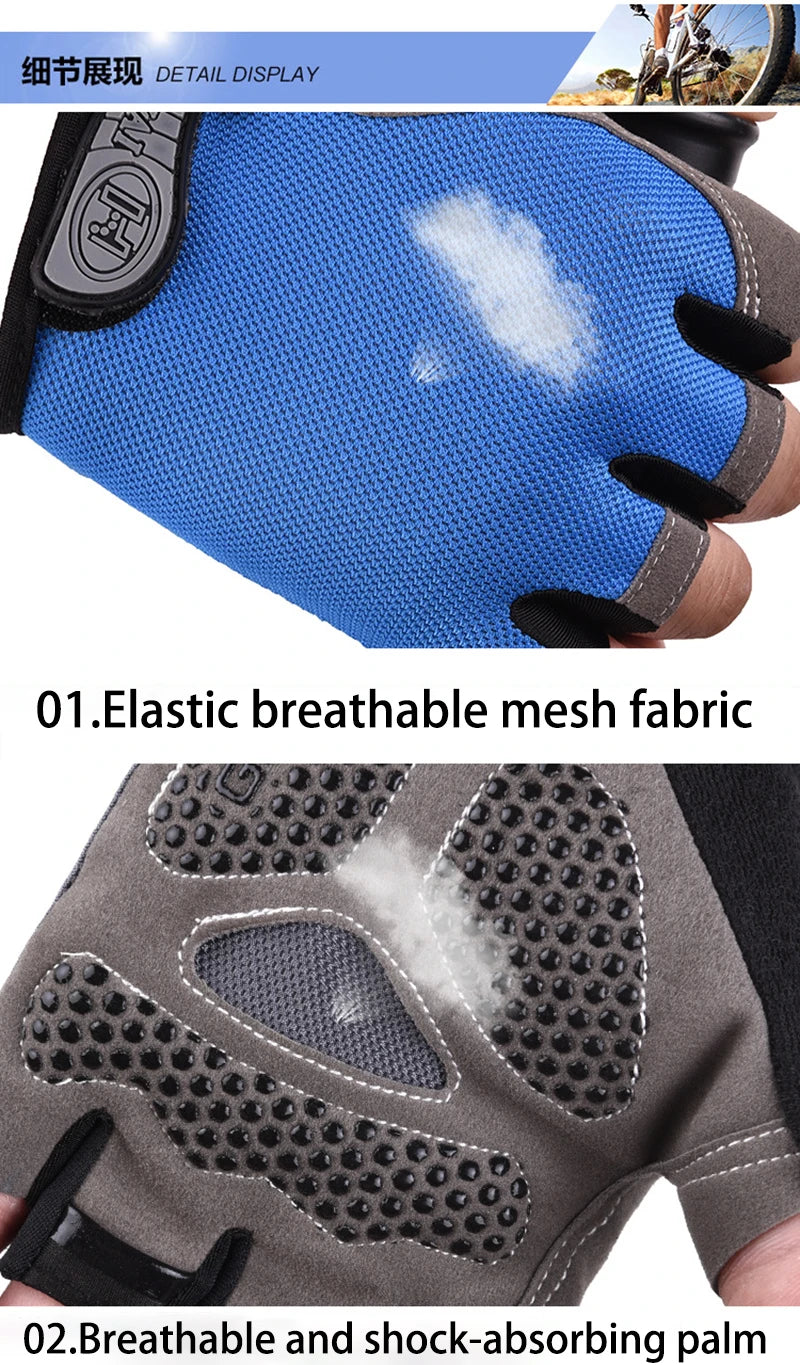 Men Cycling Bicycle Gloves Half Finger Gym Gloves Women Mitten Breathable Anti-slip Glove Fitness Sport Training Gloves