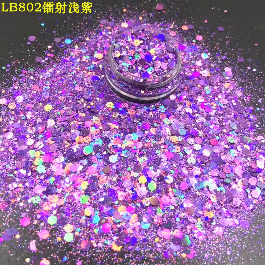 24 Colors Holographic Chunky Glitter 24 Colors Total Laser Nail Glitter Flakes Chunky Holographic Laser Nail Glitter