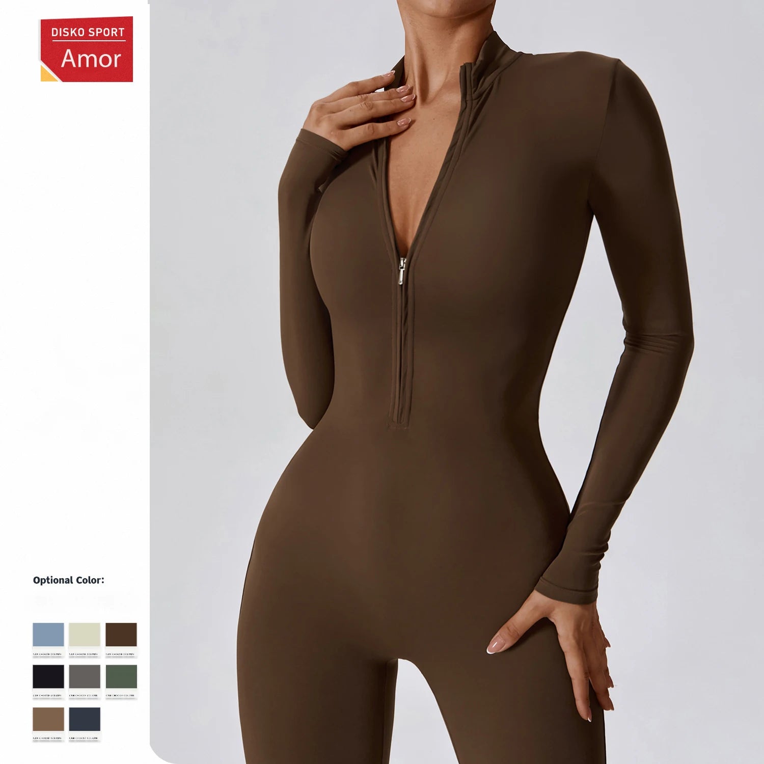 Yoga Jumpsuit Women Seamless Sports Zipper Jumpsuit Set Gym Long Sleeve Fitness Suit Elastic Gym Workout Bodysuit Athletic Wear