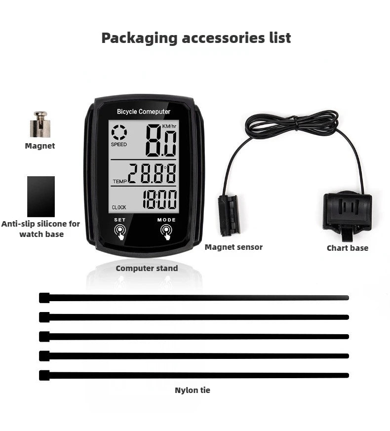 Wired Bike Computer LED Digital Bicycle Speedometer Odometer Touchscreen Cycling Computer Waterproof with Backlight