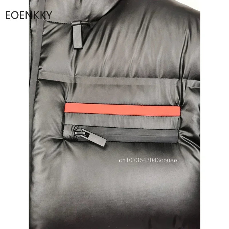 EOENKKY Couples Fashion Hooded Down Jacket Men's Short Bread Jacket Women's Casual Top Coat 1: 1 High Quality Winter Down Jacket