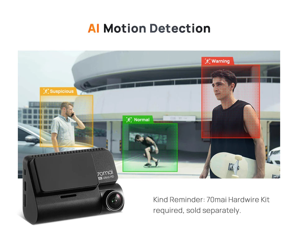 70mai 4K Dash Cam A810 Ultra HD Built-in GPS ADAS Auto Record 150FOV Motion Detection 70mai A810 4G Car DVR Support Rear Cam