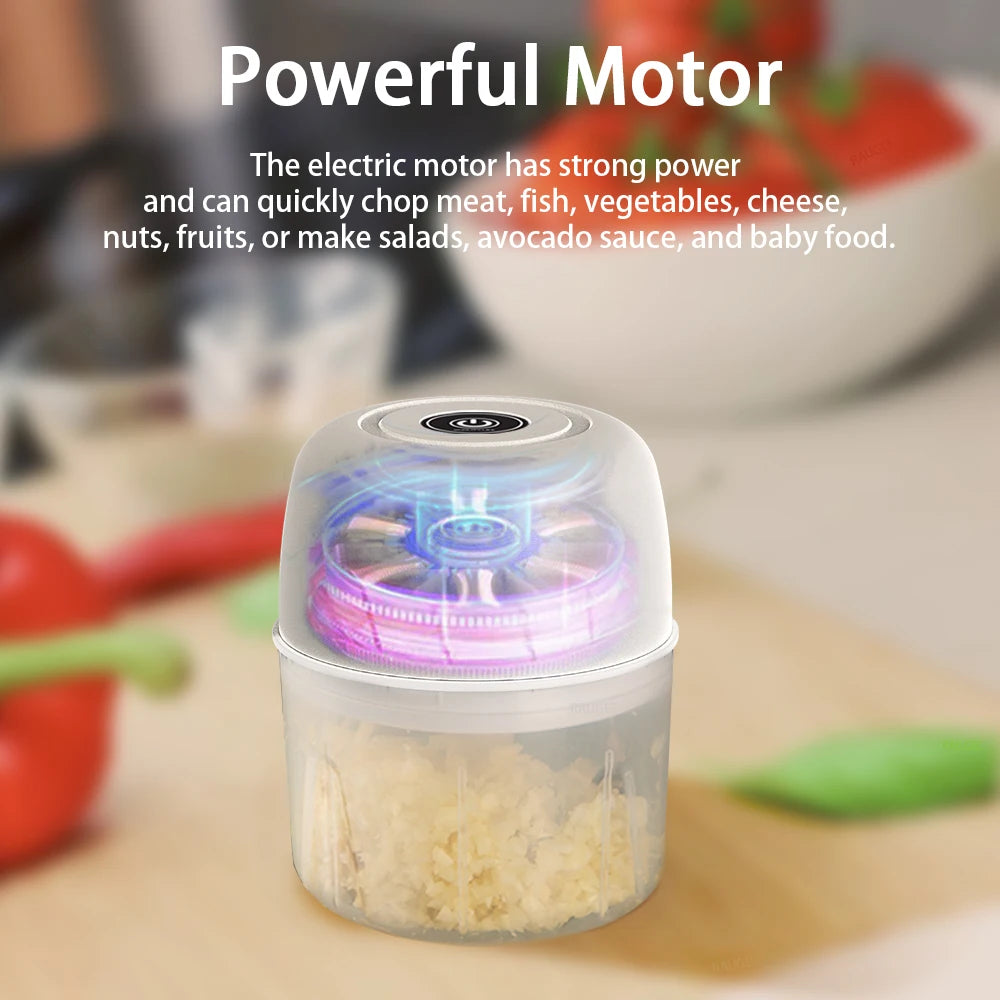 Electric Garlic Chopper Mini Portable Electric Vegetable Garlic Onion Chopper Multifunctional Wireless Electric Food Chopper