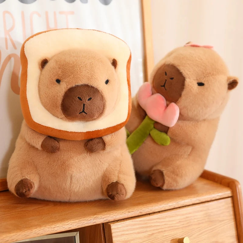 Lotus leaf Capybara Plush Toy Turtle Oyster Bee Bckpack Capibara Cosplay Unicorn Dinosaur Boba Bread Ring Decor Stuffed Animals