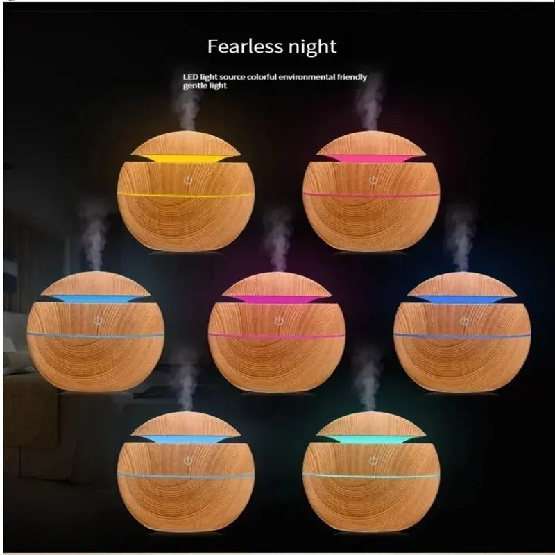 USB Ultrasonic Cool Mist Sprayer Essential Oil Fragrance Mini Home Wood Grain Air Humidifier Electric Air Aroma Diffuser Purifie