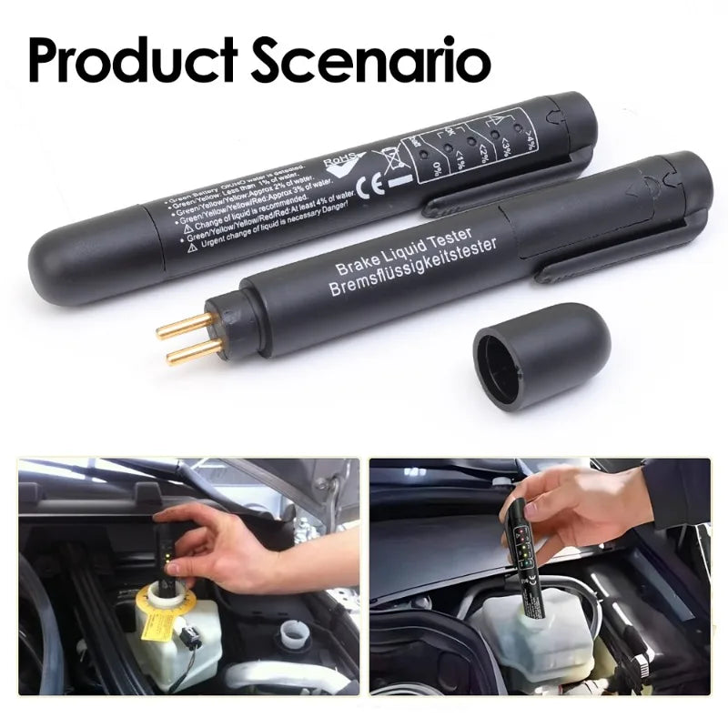 Car Brake Oil Detection Pen Nickel Plated Metal Probe Portable Automatic Brake Fluid Inspection Tools for DOT-3/4/5.1 Brake Oil