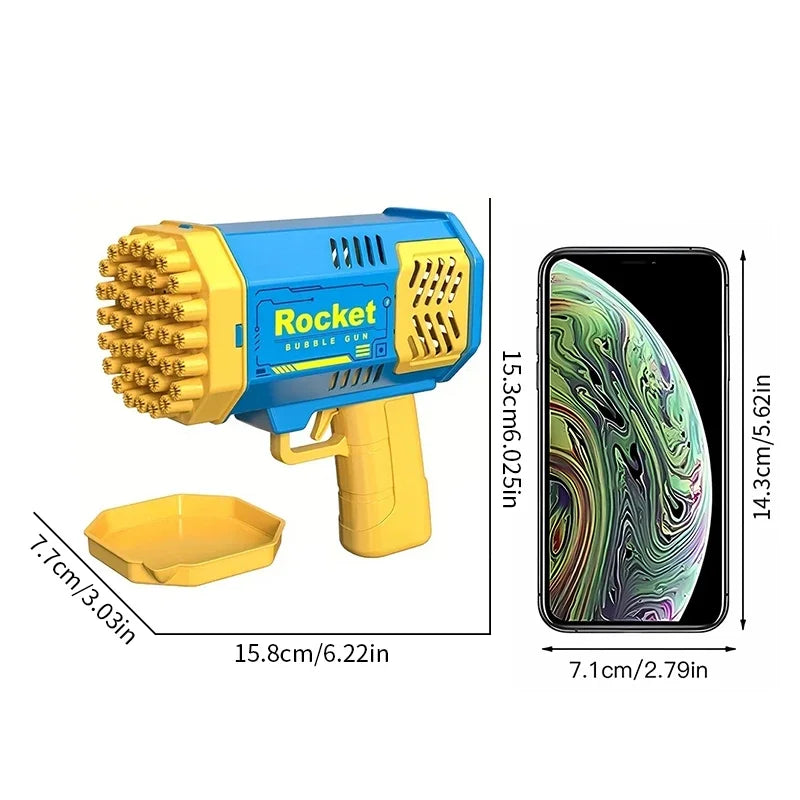 40 Hole Rocket Launcher Handheld Portable Electric Automatic Bubble Gun for Boys and Girls （Without Bubble Water）