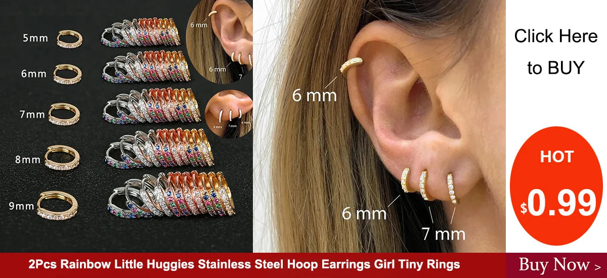 NEW IN 1 Piece Stainless Steel Mini Zircon Stud Earring Women Gold Color Helix Ear Studs Tragus Cartilage Piercing Jewelry