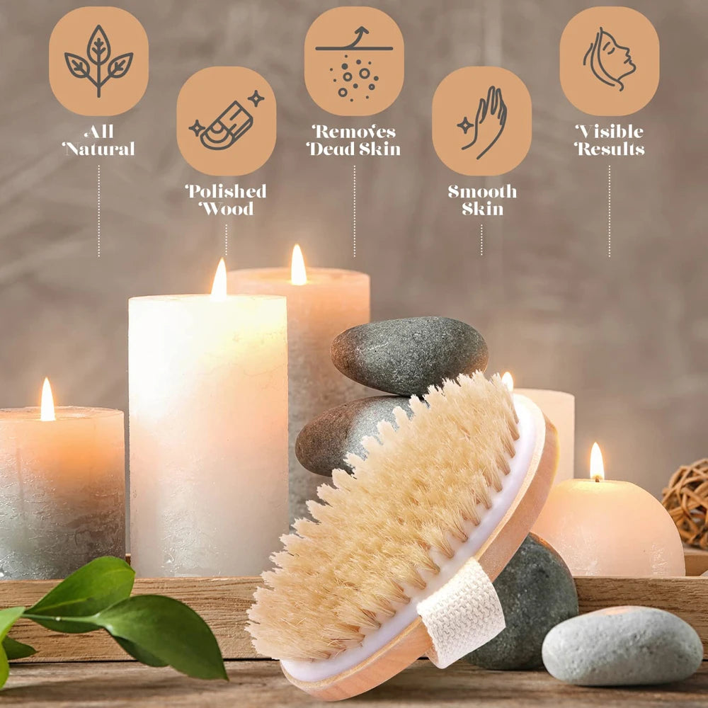 1pcs Exfoliating Wooden Body Massage Shower Brush Natural Bristle Bath Brush Soft SPA Woman Man Skin Care Wet Dry Body Brush