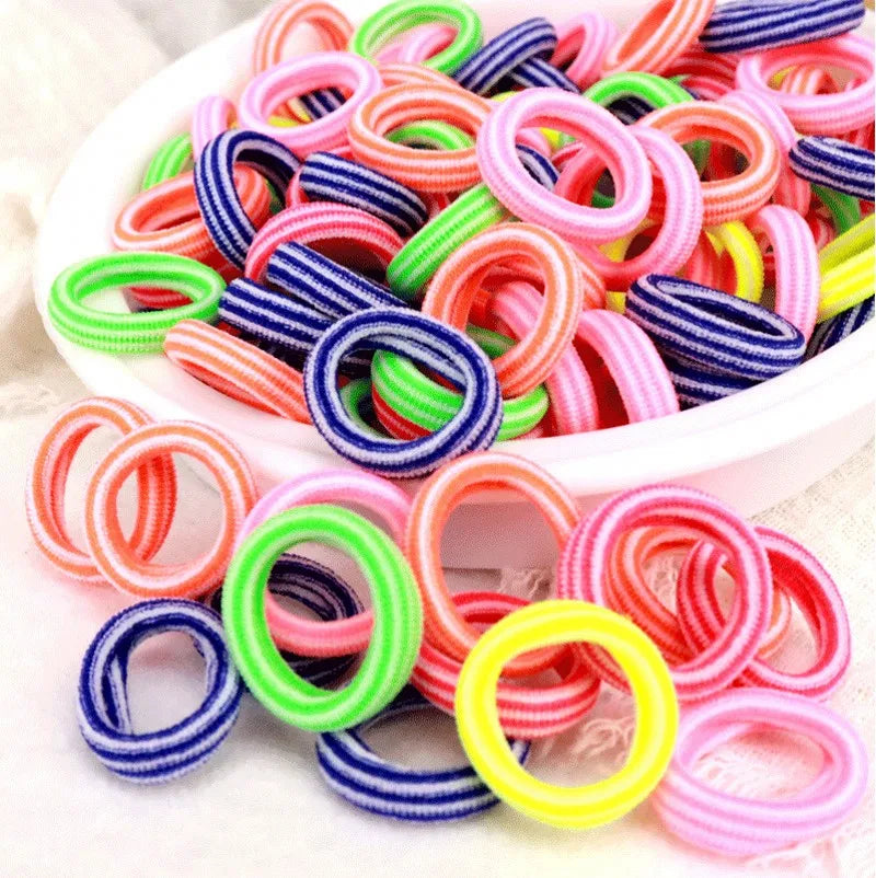 200PCS Women Girls Colorful Nylon Elastic Hair Bands Ponytail Hold Small Hair Tie Rubber Bands Scrunchie Hair Accessories