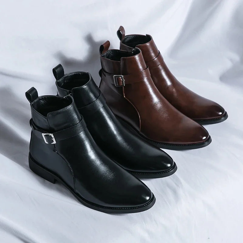 Luxury brand leather shoes men's boots formal leather oxford shoes dress boots chelsea business ankle boots men 38-47