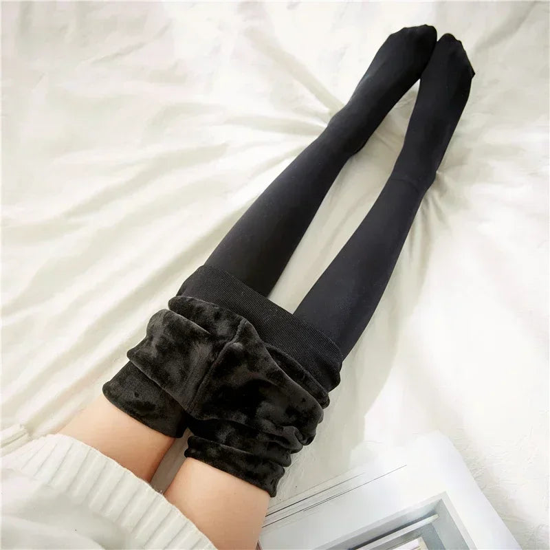 Winter Thermal Thicken Leggings Super Thick High Stretch Lambwool Stockings Fleece Lined Tights Sexy Fitness Woman Pants