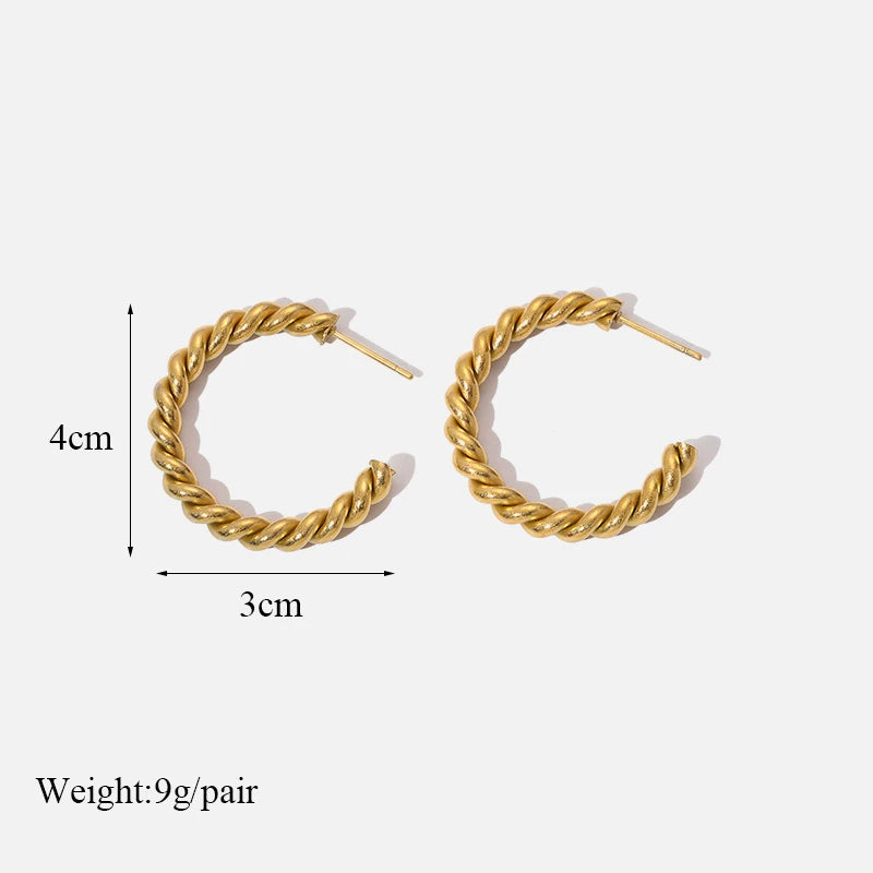 EILIECK 316L Stainless Steel Metal Hollow Hoop Huggie Earrings For Women High-quality Fashion Gold Color Ear Jewelry Accessories