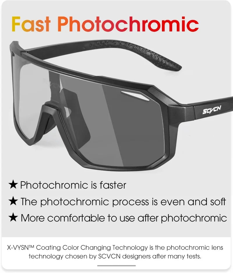 Photochromic Men's UV400 Cycling Sunglasses Women Sports Running Eyewear for Men Glasses Road Mountain Bike Bicycle Goggles