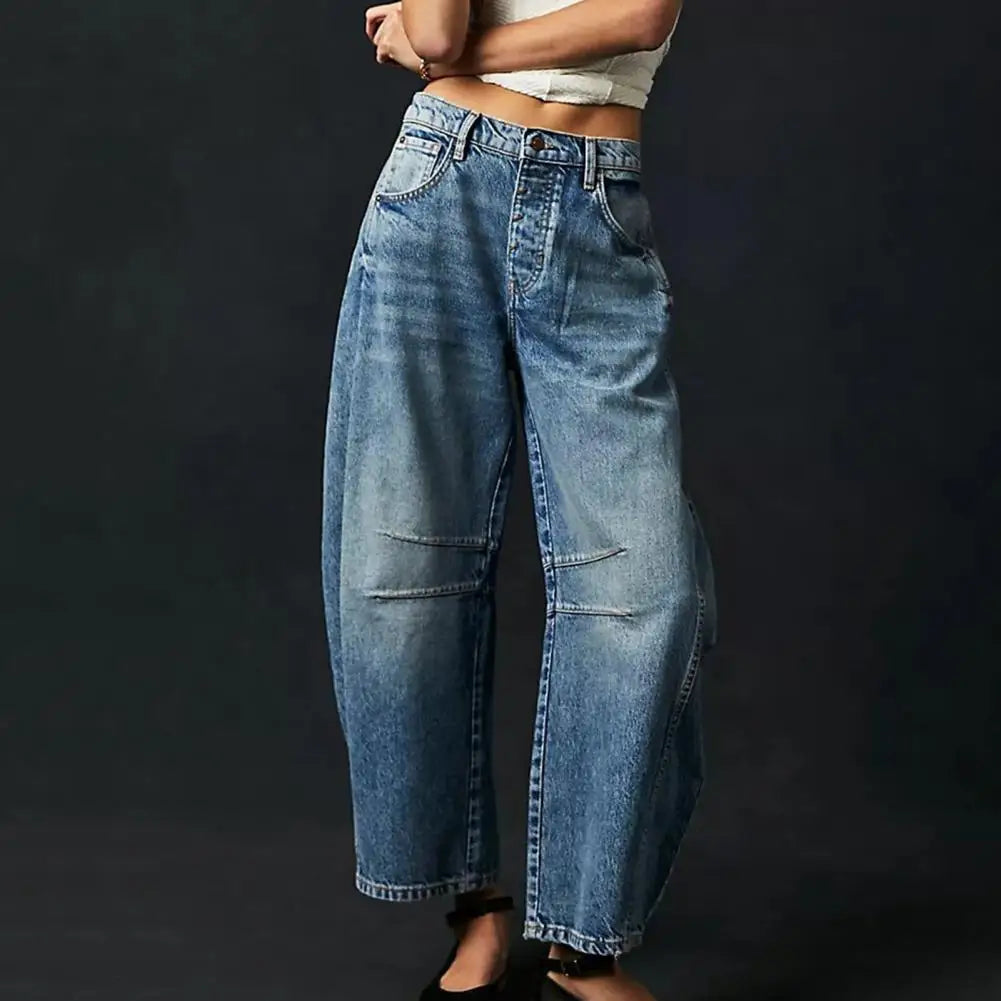 Women Jeans Retro American Low Street Retro Wide Leg Jeans Hip Hop Denim Trousers Women Baggy Boyfriend Jeans Casual Pants