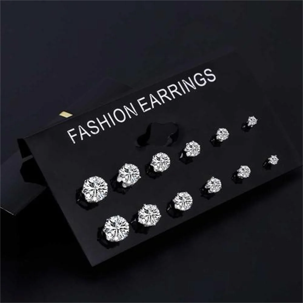 DAXI 2023 Daily Jewelry Make You Fashionable Simple Temperament Crystal Claw  Pearl Metal Stud Earrings Set