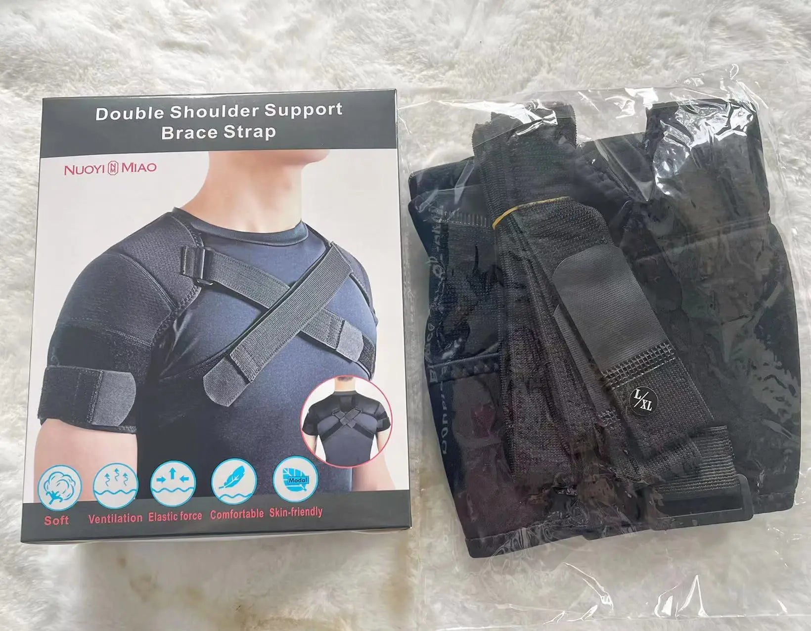 Double Shoulder Brace Support Sports Shoulder Belt Adjustable Shoulder Strap Cross Compression Bandage for Back Pain Relief