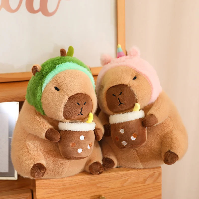 Lotus leaf Capybara Plush Toy Turtle Oyster Bee Bckpack Capibara Cosplay Unicorn Dinosaur Boba Bread Ring Decor Stuffed Animals