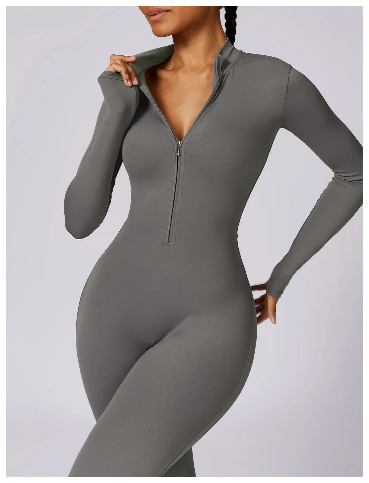 Yoga Jumpsuit Women Seamless Sports Zipper Jumpsuit Set Gym Long Sleeve Fitness Suit Elastic Gym Workout Bodysuit Athletic Wear