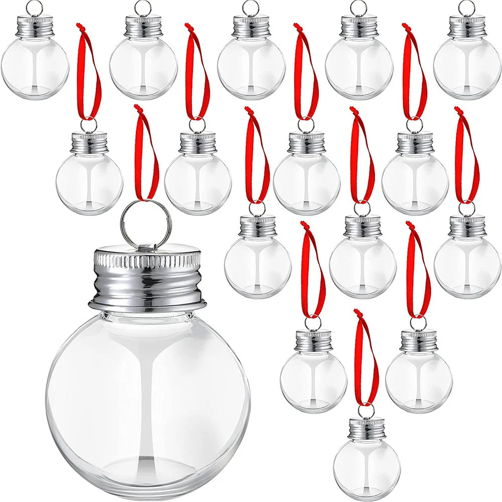 10Pcs Christmas Tree Ornament Fillable Booze Water Bottle Bulbs Shape Plastic Clear Christmas Ball Bell Pendant Home Party Decor