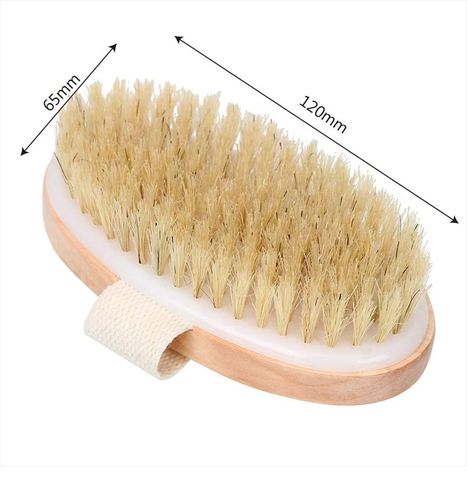 1pcs Exfoliating Wooden Body Massage Shower Brush Natural Bristle Bath Brush Soft SPA Woman Man Skin Care Wet Dry Body Brush