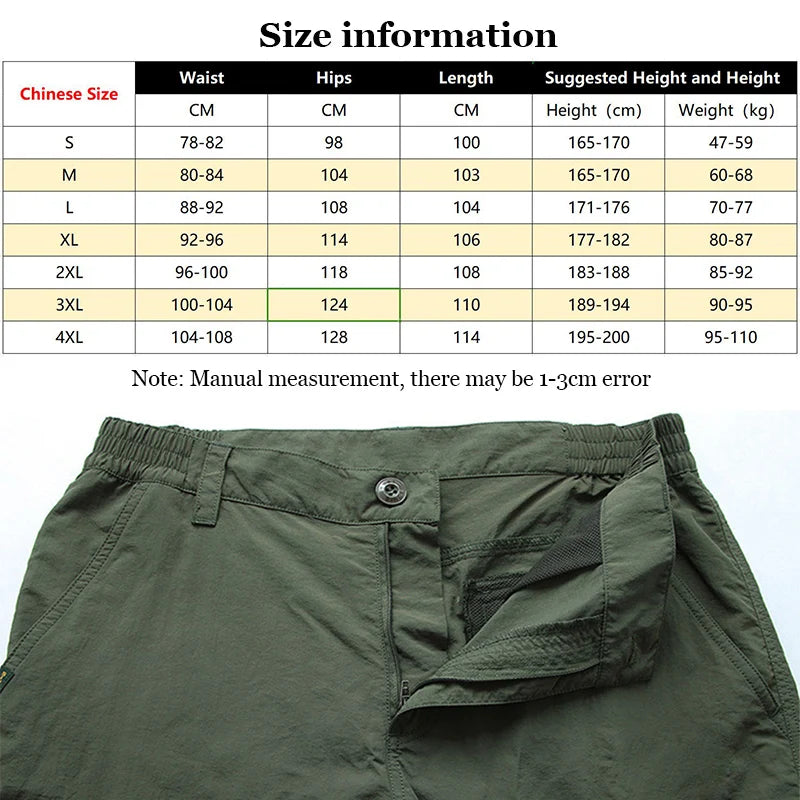 Casual Men Pants Summer Multiple Pockets Cargo Pants Quick Dry Thin Trousers Outdoor Hiking Workout Breathable Long Pant New