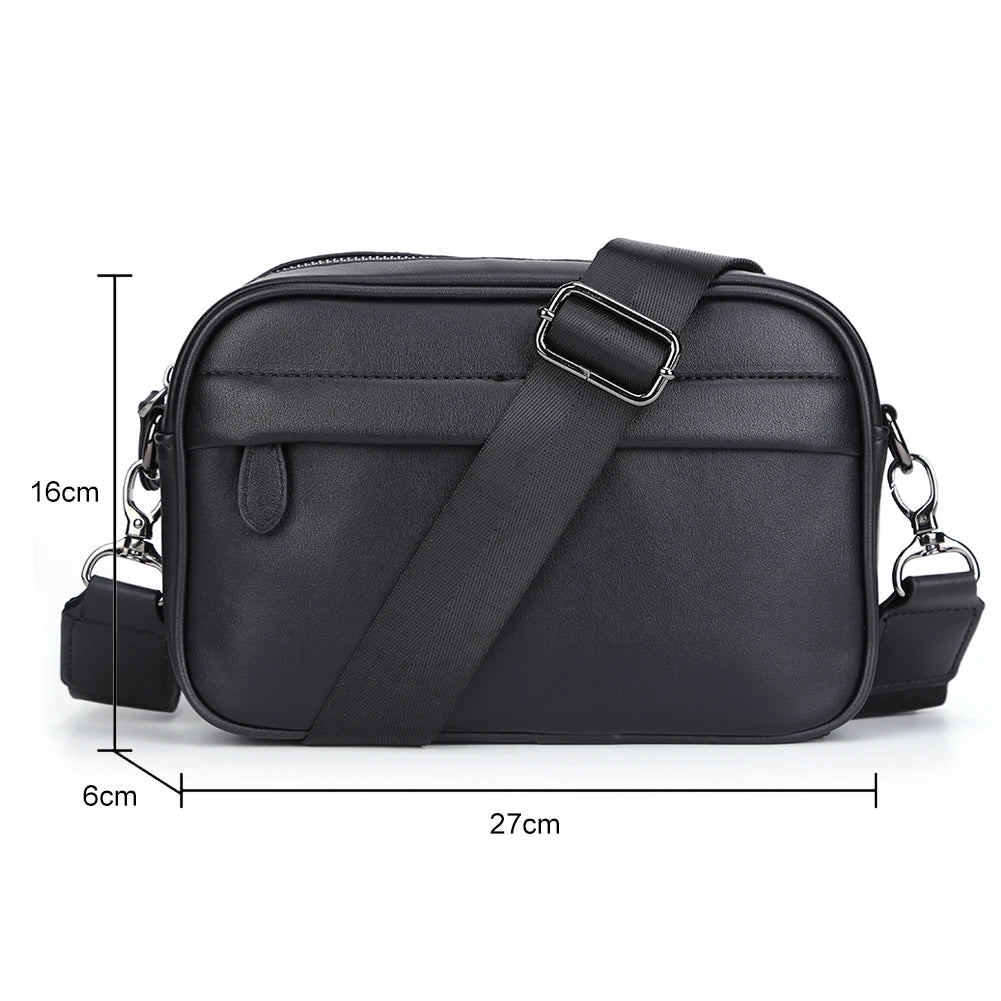 Casual Business Shoulder Bag for Men PU Leather Messenger Bag Wide Strap Crossbody Bags Square Plaid Designer Male Sling Bags