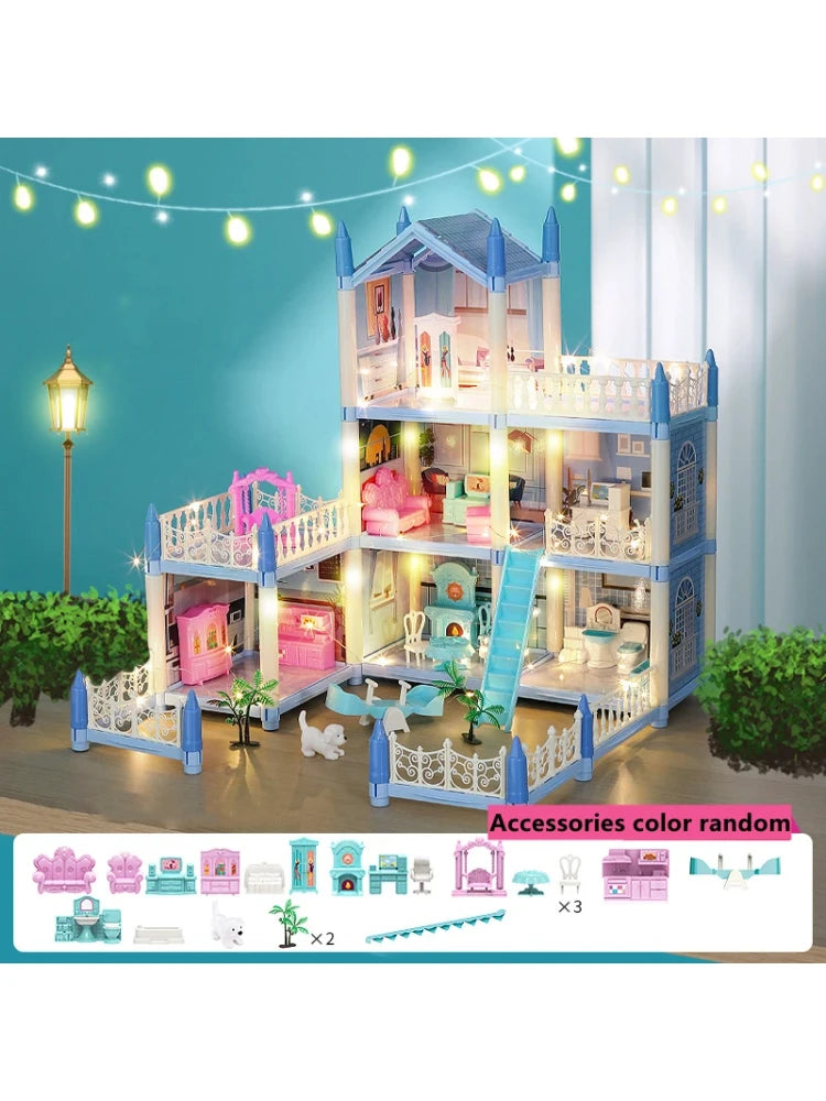 Diy Mini Doll House - 3d Assembling With Kids Walk-through Princess Castle, Led Lights, Birthday Surprise Toys