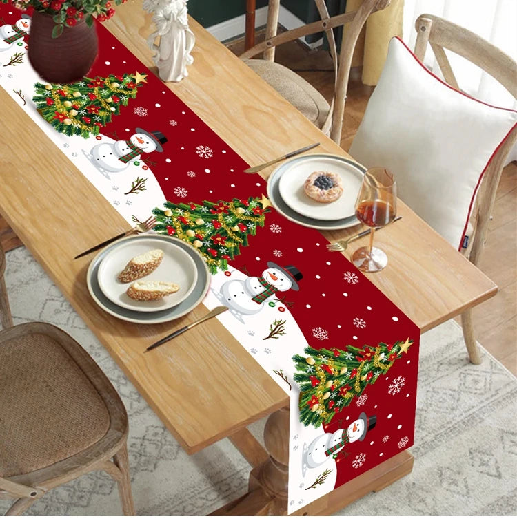 2024 Christmas Table Runners Merry Christmas Decoration for Home Tablecloth Table Cover Xmas Gifts Navidad Noel New Year 2025